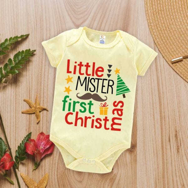 Babywish Christmas Romper Clothes My First Merry Christmas Bodysuits Little Mister First Christmas - Image 3