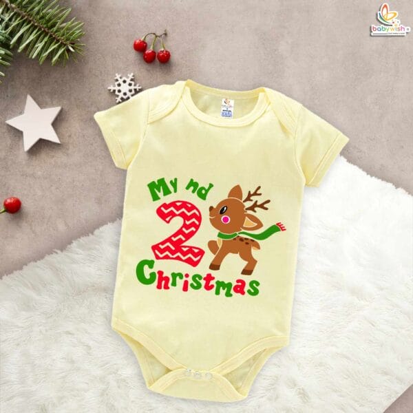 Babywish Christmas Romper Clothes My First Merry Christmas Bodysuits Second Christmas Deer Print - Image 3