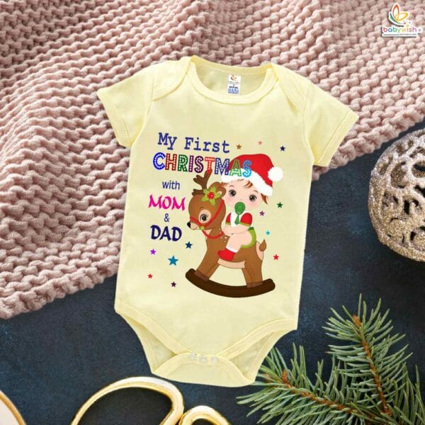 Babywish Christmas Romper Clothes My First Merry Christmas Bodysuits My First Christmas with My Parents - Image 3