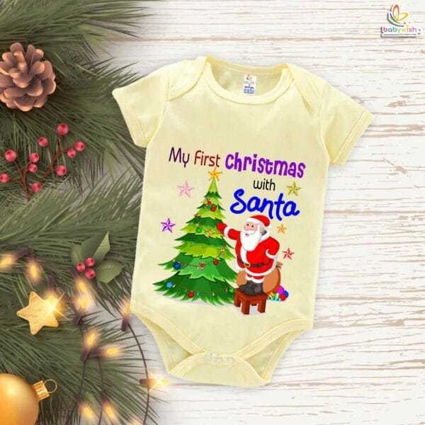 Babywish Christmas Romper Clothes My First Merry Christmas Bodysuits Santa And X-mas-tree Christmas Print - Image 3