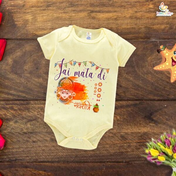 Babywish Baby Navratri Romper Bodysuit My First Dussehra Jai Mata Di Durga Pooja - Image 2