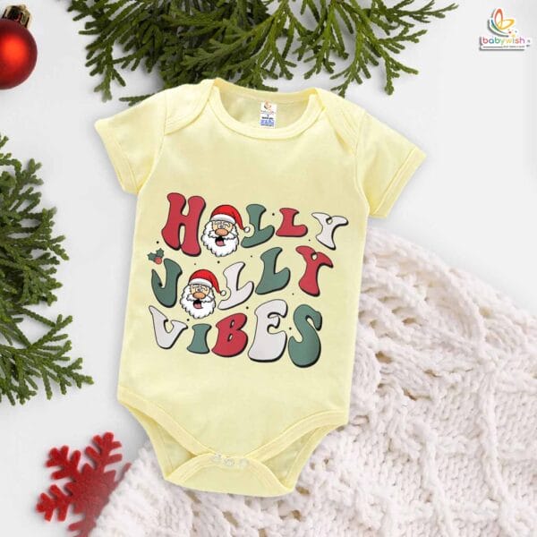 Babywish Christmas Romper Clothes My First Merry Christmas Bodysuits Holly Jolly Vibes - Image 3