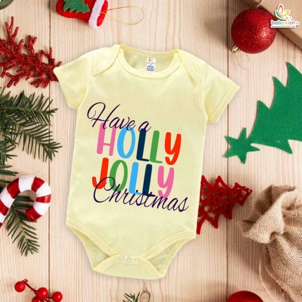 Babywish Christmas Romper Clothes My First Merry Christmas Bodysuits Have a Holly Jolly Christmas - Image 3