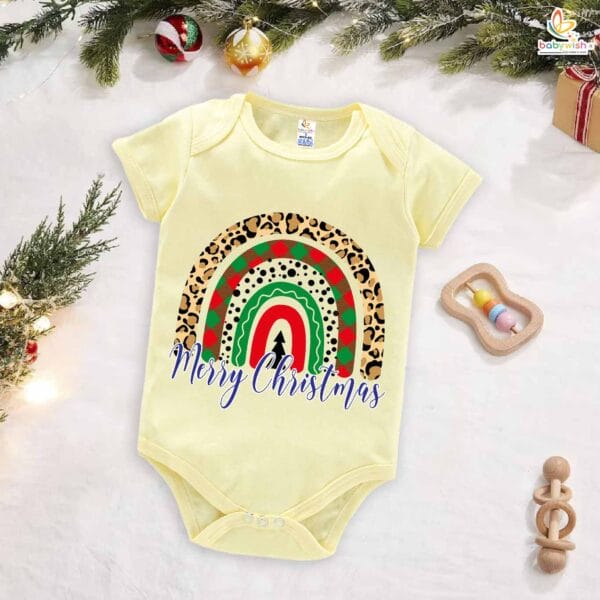 Babywish Christmas Romper Clothes My First Merry Christmas Bodysuits Merry Christmas Round Tree Print - Image 3
