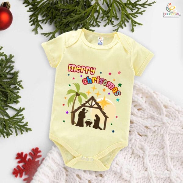 Babywish Christmas Romper Clothes My First Merry Christmas Bodysuits Merry Christmas Coconut Tree Print - Image 3