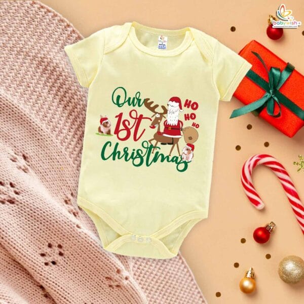 Babywish Christmas Romper Clothes My First Merry Christmas Bodysuits Our First Christmas of Festivals - Image 3