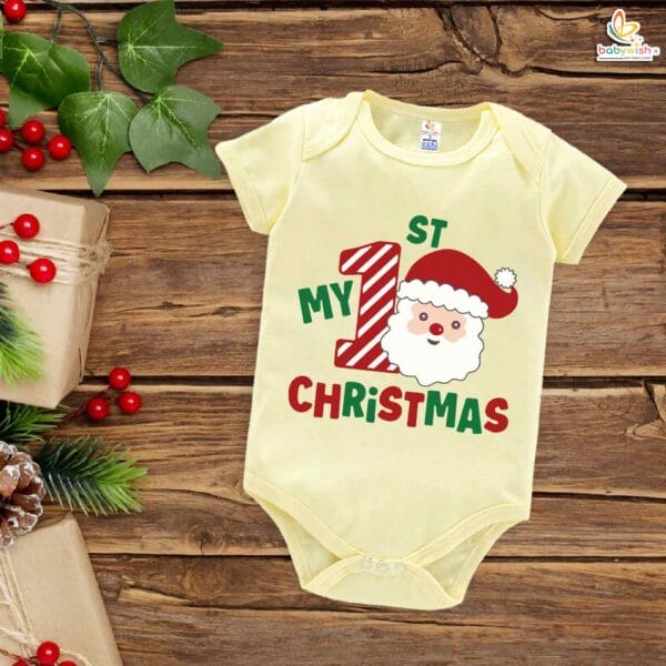 Babywish Christmas Romper Clothes My First Merry Christmas Bodysuits 1st Christmas Santa Theme - Image 3