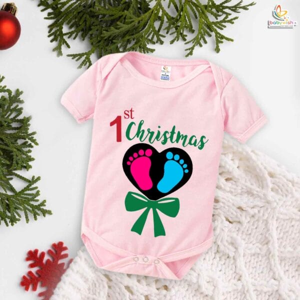 Babywish Christmas Romper Clothes My First Merry Christmas Bodysuits 1st Christmas Footprints - Image 4