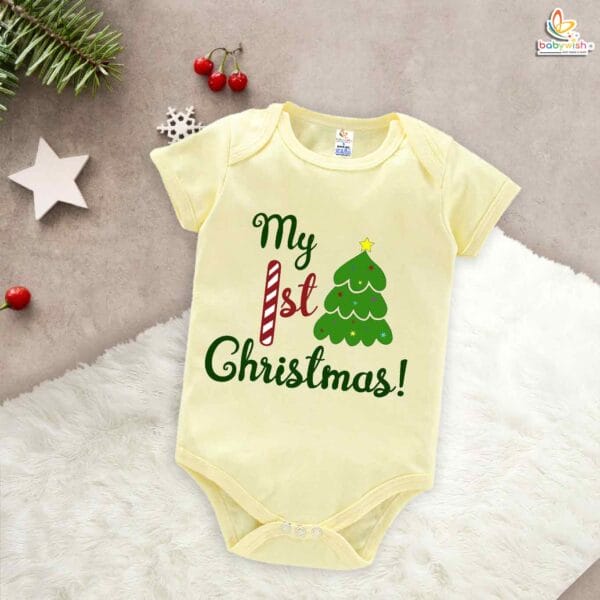 Babywish Christmas Romper Clothes My First Merry Christmas Bodysuits My 1st Christmas Theme Tree - Image 3