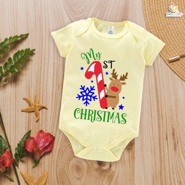 Babywish Christmas Romper Clothes My First Merry Christmas Bodysuits Animal Print Christmas Design - Image 3