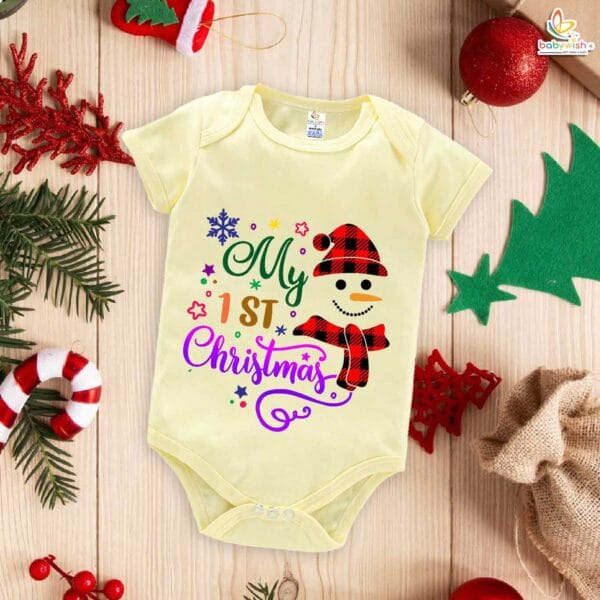 Babywish Christmas Romper Clothes My First Merry Christmas Bodysuits My First Christmas Teddy Theme - Image 3