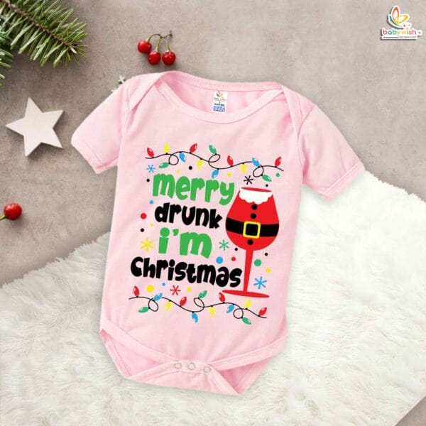 Babywish Christmas Romper Clothes My First Merry Christmas Bodysuits Merry Drunk I Am Christmas - Image 3