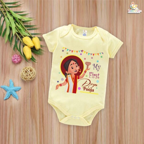 Babywish Baby Navratri Romper Bodysuit My First Dussehra My First Durga Pooja - Image 2