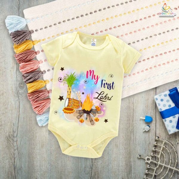 My First Lohri Romper | Happy Lohri Baby Bodysuit | Festive Outfit for Baby Boys & Girls – Babywish - Image 2