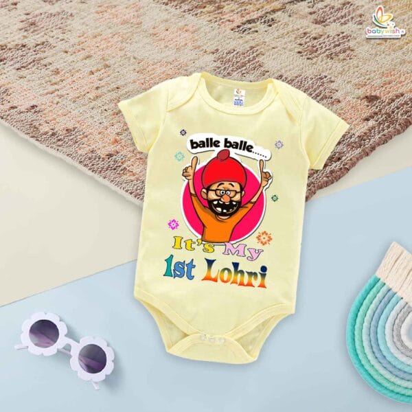 My First Lohri Romper | It's Lohri Time Baby Bodysuit for Boys & Girls | Newborn Lohri Festival Outfit & Traditional Babywear – Babywish - Image 2