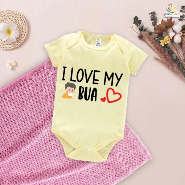 I Love My Bua Baby Romper – Heart Print Bodysuit for Baby Girl or Boy | Bua Gift, Indian Aunt Baby Outfit, Babywish - Image 3
