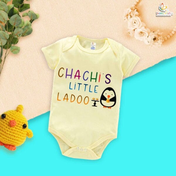 Chachi's Little Ladoo Baby Romper – Cute Chacha & Chachi Bodysuit | Indian Baby Outfit, Gift for Chachi, Newborn Onesie, Babywish - Image 3