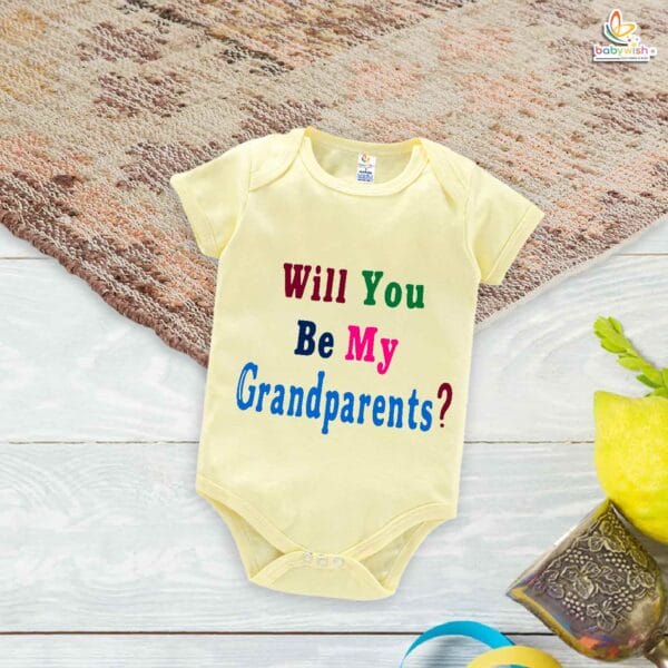 Will You Be My Grandparents? – Surprise Baby Announcement Romper | Pregnancy Reveal Outfit for Grandparents | Babywish - Image 3