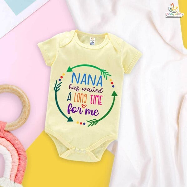 Nana Has Waited a Long Time for Me – Adorable Naanu & Naani Romper for Babies | Grandparent Baby Bodysuit | Babywish - Image 2