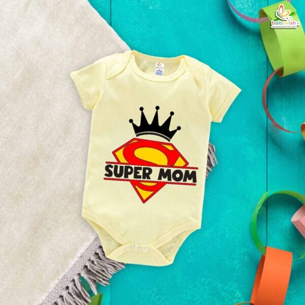 Super Mom – Cute Mother Romper for Babies | Adorable Baby Bodysuit for Super Moms | Babywish - Image 2