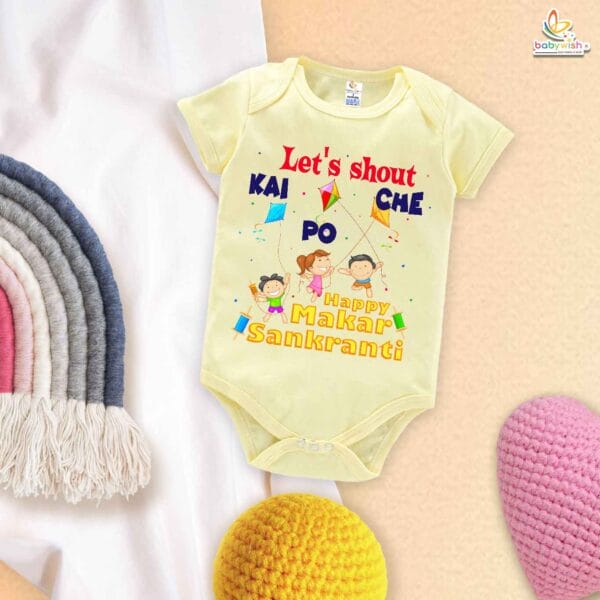 Let’s Shout on Makar Sankranti – My First Makar Sankranti Baby Romper & Bodysuit for Newborns | Festive Baby Clothes India | Babywish - Image 3