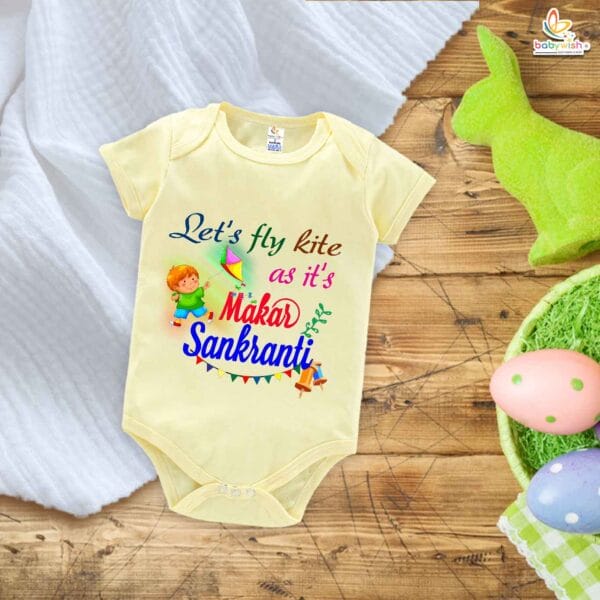 Let’s Fly Kite – My First Makar Sankranti Baby Romper & Bodysuit for Newborns | Festive Baby Clothes for Sankranti | Babywish - Image 3