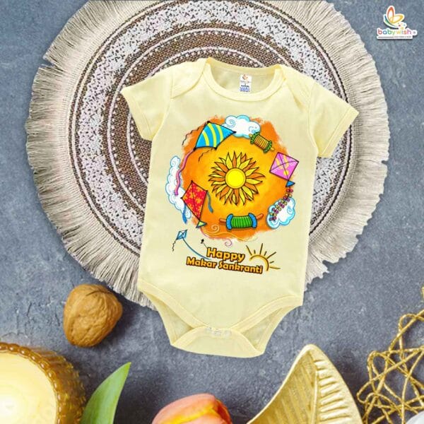 My First Makar Sankranti Baby Rompers & Bodysuits – Traditional Festival Outfit for Newborns & Infants | Babywish - Image 3