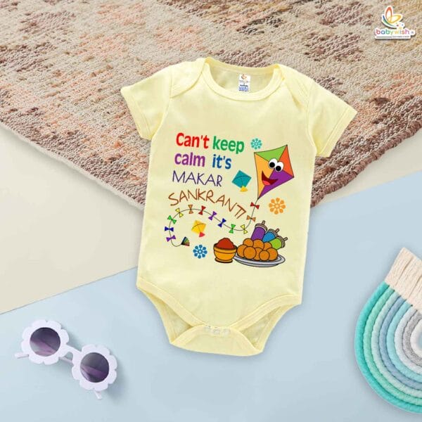 Makar Sankranti Manjha Kite Baby Romper – My First Makar Sankranti Bodysuit | Kite Festival Newborn Outfit for Boys & Girls – Babywish - Image 3