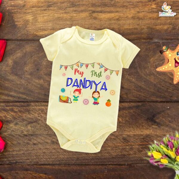 Babywish Baby Navratri Romper Bodysuit My First Dussehra My First Dandiya - Image 2