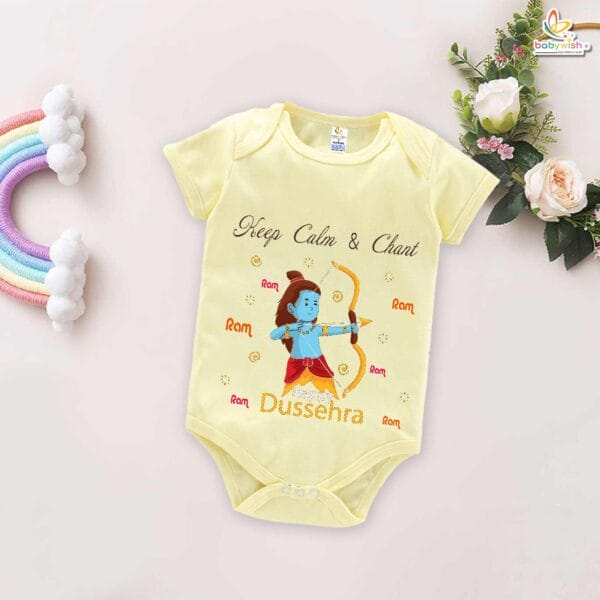 Babywish Baby Navratri Romper Bodysuit My First Dussehra Chant Ram Ram Ram - Image 2