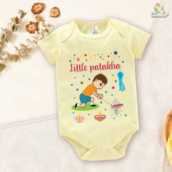Babywish Baby Diwali Romper Bodysuit My First Diwali Little Patakha - Image 2