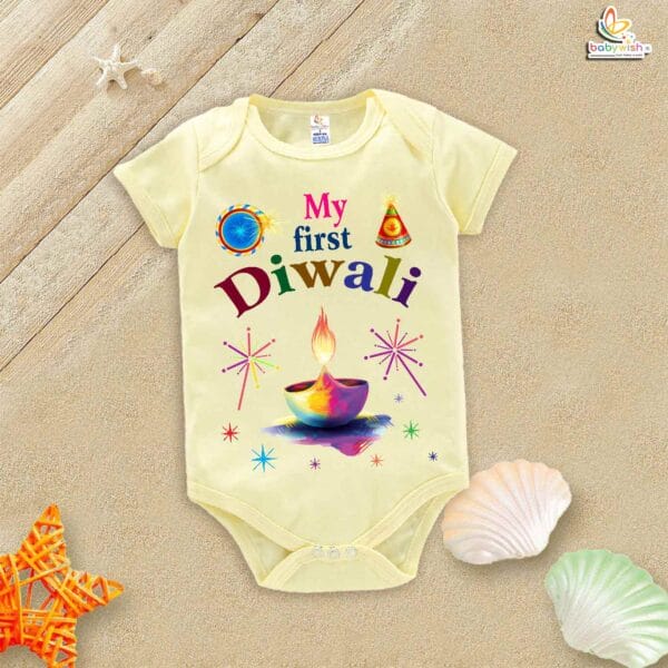 Babywish Baby Diwali Romper Bodysuit My First Diwali - Image 2