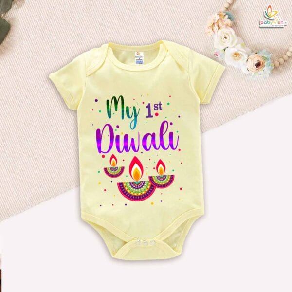 Babywish Baby Diwali Romper Bodysuit My First Diwali My 1st Diwali - Image 2