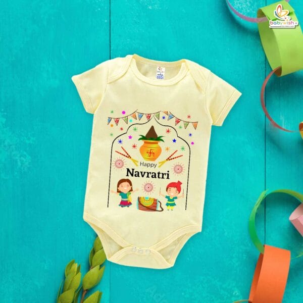Babywish Baby Navratri Romper Bodysuit My First Dussehra Happy Navratri Temple - Image 2