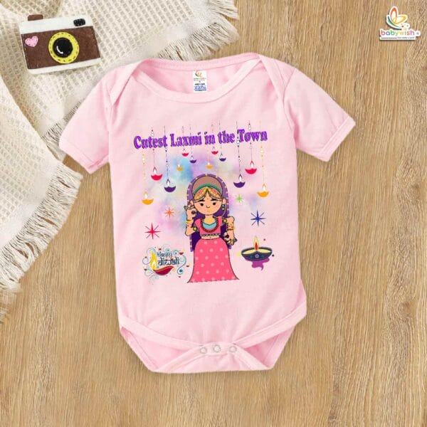 Babywish Baby Diwali Romper Bodysuit My First Diwali Cutest Laxmi in the Town - Image 3