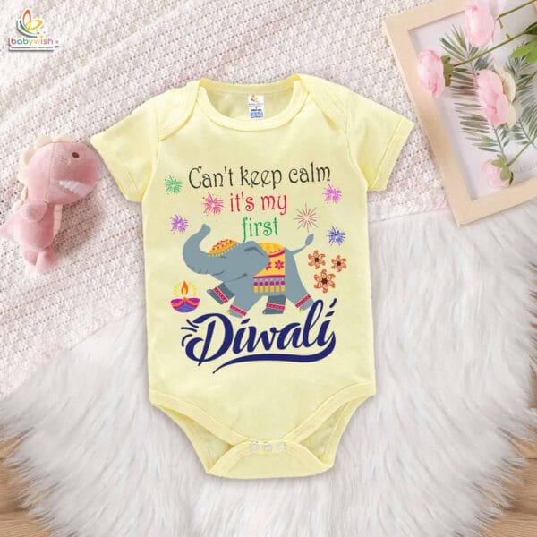 Babywish Baby Diwali Romper Bodysuit My First Diwali Can't Keep Calm It's Diwali - Image 2