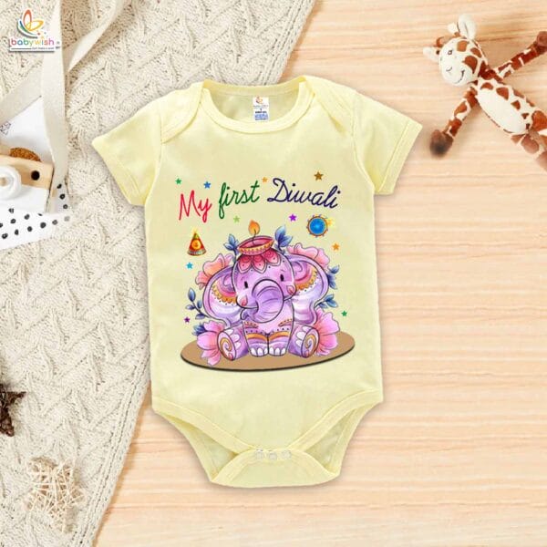 Babywish Baby Diwali Romper Bodysuit My First Diwali MY FIRST DIWALI - Image 2