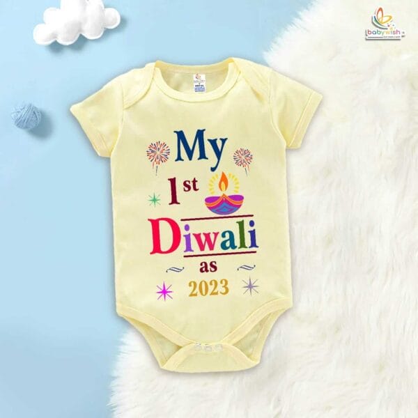 Babywish Baby Diwali Romper Bodysuit My First Diwali My 1st Diwali as 2023 - Image 2