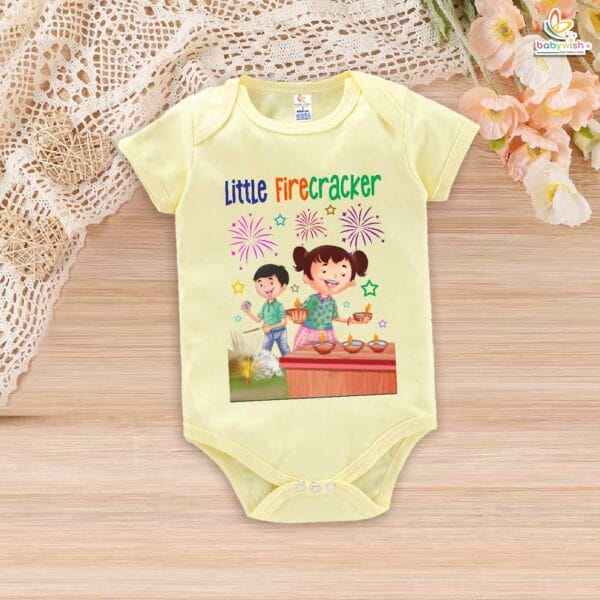 Babywish Baby Diwali Romper Bodysuit My First Diwali Little Firecracker - Image 2