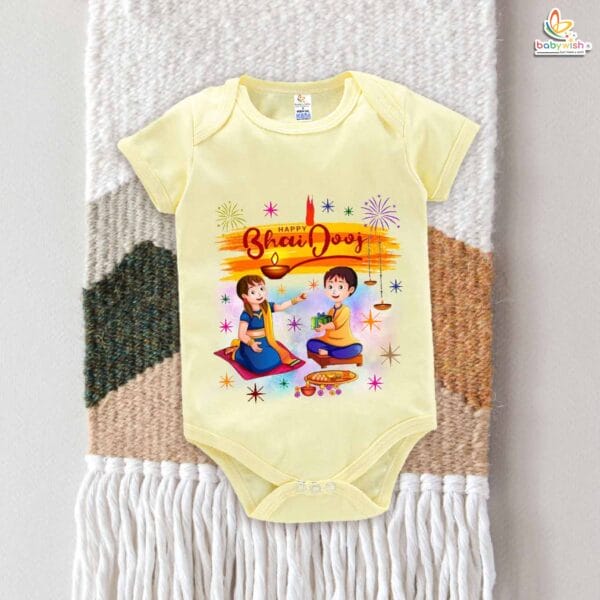 Babywish Baby Diwali Romper Bodysuit My First Diwali HAPPY BHAI DOOJ - Image 2