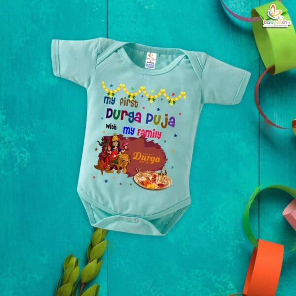 Babywish Baby Navratri Romper Bodysuit My First Dussehra My First Durga Pooja with Family - Image 4