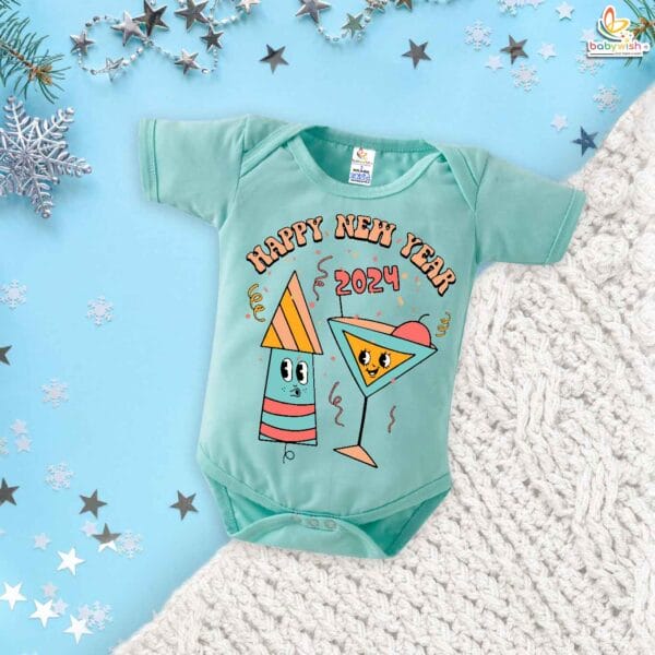 Babywish New Year Romper Clothes My First New Year Bodysuits Happy New Year 2024 Rocket Printed - Image 2