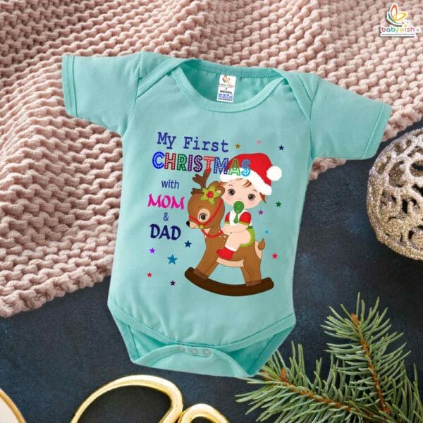 Babywish Christmas Romper Clothes My First Merry Christmas Bodysuits My First Christmas with My Parents - Image 2