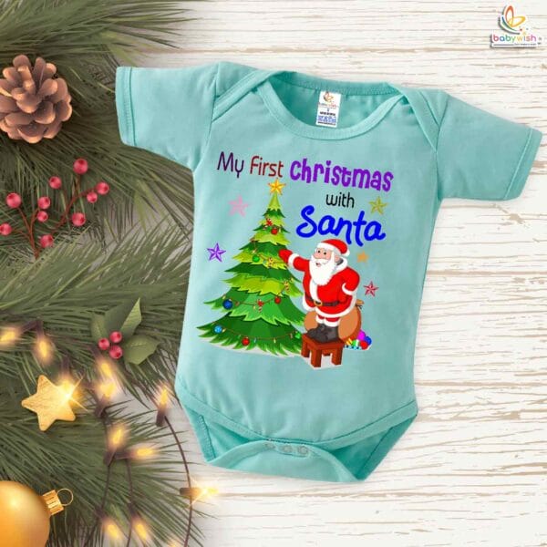 Babywish Christmas Romper Clothes My First Merry Christmas Bodysuits Santa And X-mas-tree Christmas Print - Image 2