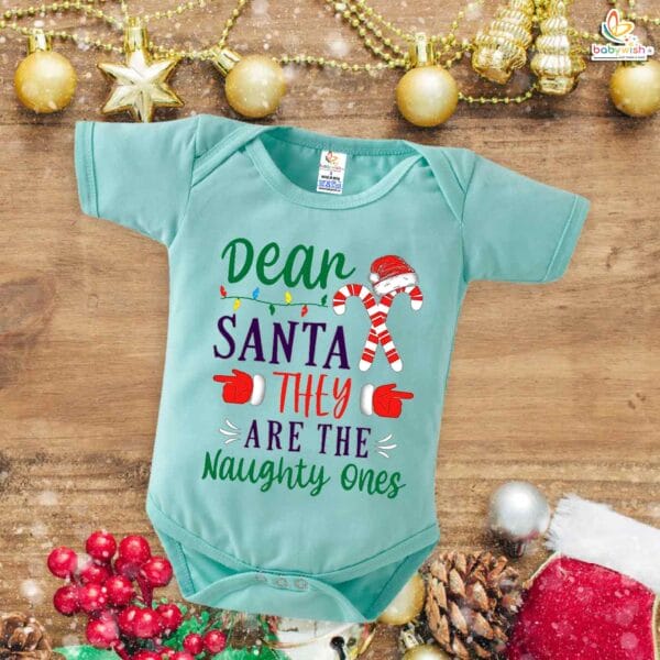 Babywish Christmas Romper Clothes My First Merry Christmas Bodysuits Dear Santa They Are Naughty One - Image 2