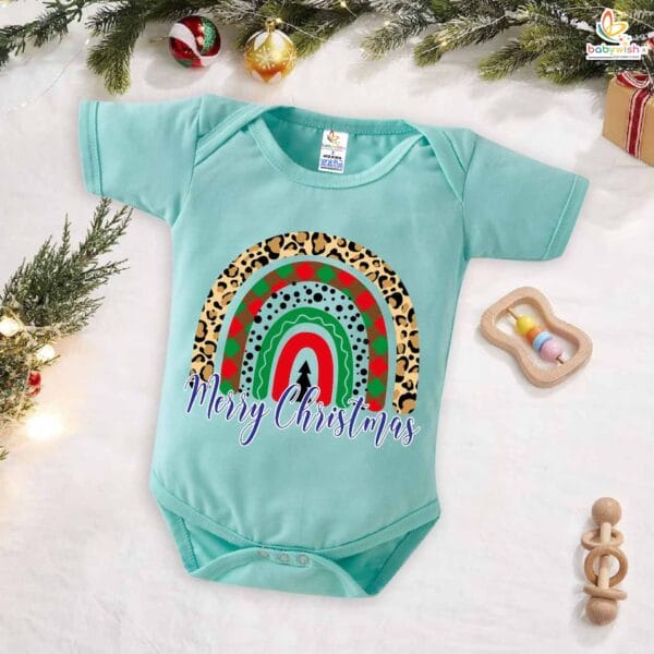 Babywish Christmas Romper Clothes My First Merry Christmas Bodysuits Merry Christmas Round Tree Print - Image 2