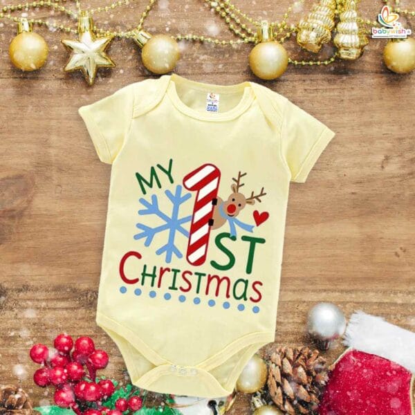 Babywish Christmas Romper Clothes My First Merry Christmas Bodysuits First Christmas Deer Print - Image 3