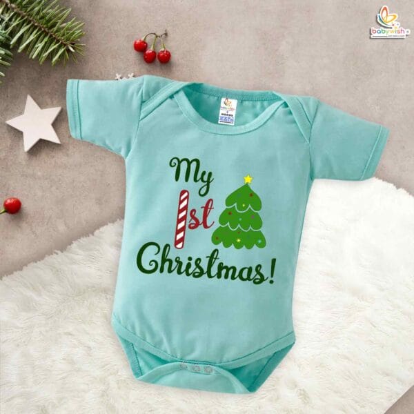 Babywish Christmas Romper Clothes My First Merry Christmas Bodysuits My 1st Christmas Theme Tree - Image 2
