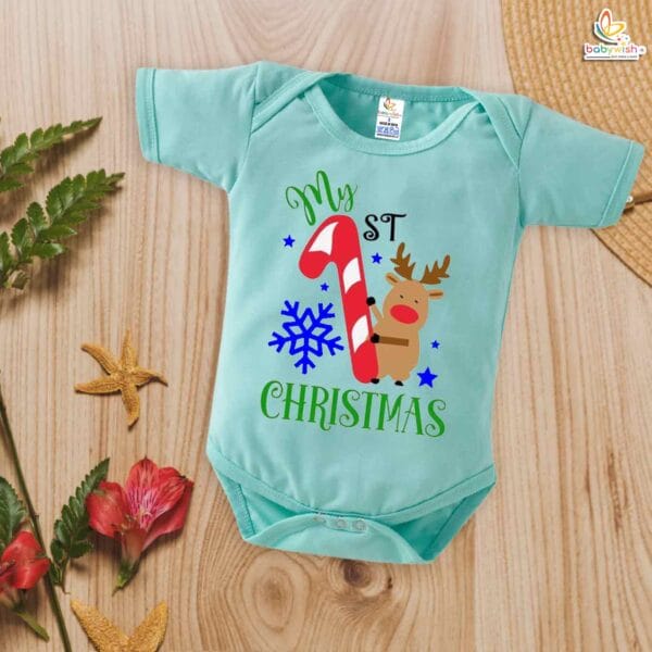 Babywish Christmas Romper Clothes My First Merry Christmas Bodysuits Animal Print Christmas Design - Image 2