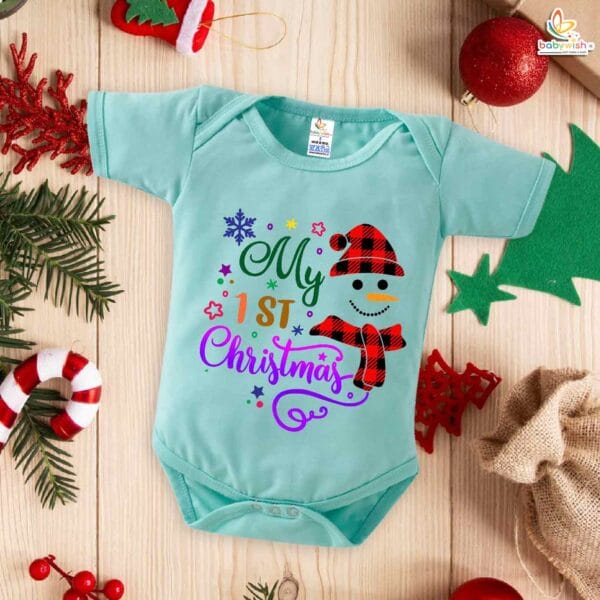 Babywish Christmas Romper Clothes My First Merry Christmas Bodysuits My First Christmas Teddy Theme - Image 2